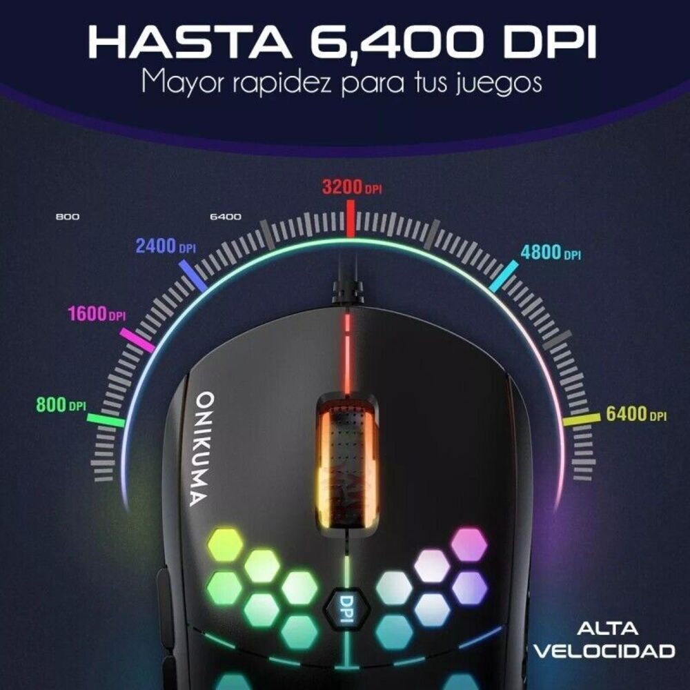 Onikuma CW903 Pro Gaming Mouse with RGB 6 Changing Colors Focused On‎ Gaming - Picture 4 of 7